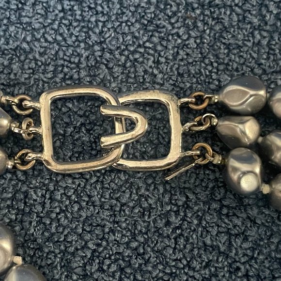 Kenneth Jay Lane Triple Strand Pewter Stone Necklace - Picture 4 of 5